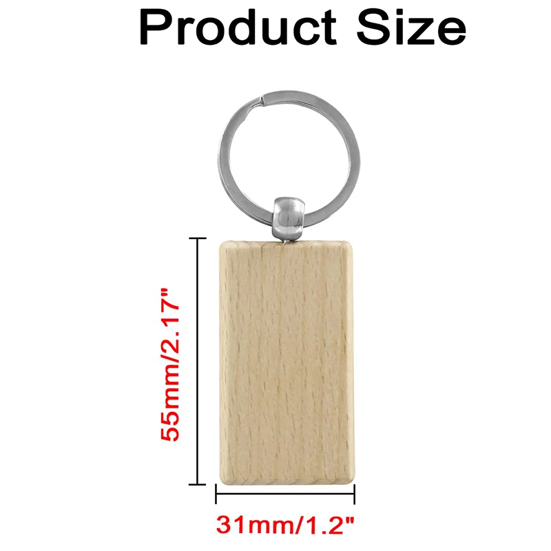 40Pcs Wood Keychain Blanks Wooden Blank Keychains