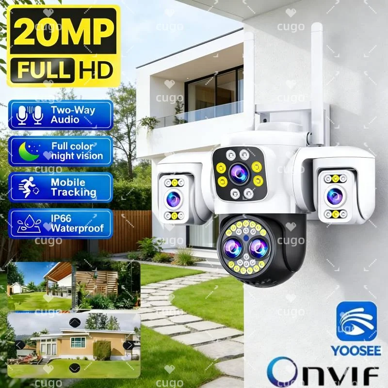 20MP WiFi IP Camera HD Three Screens Security AI Auto Detect Wireless Surveillance Cameras Onvif 10X Zoom Baby Monitor YOOSEE
