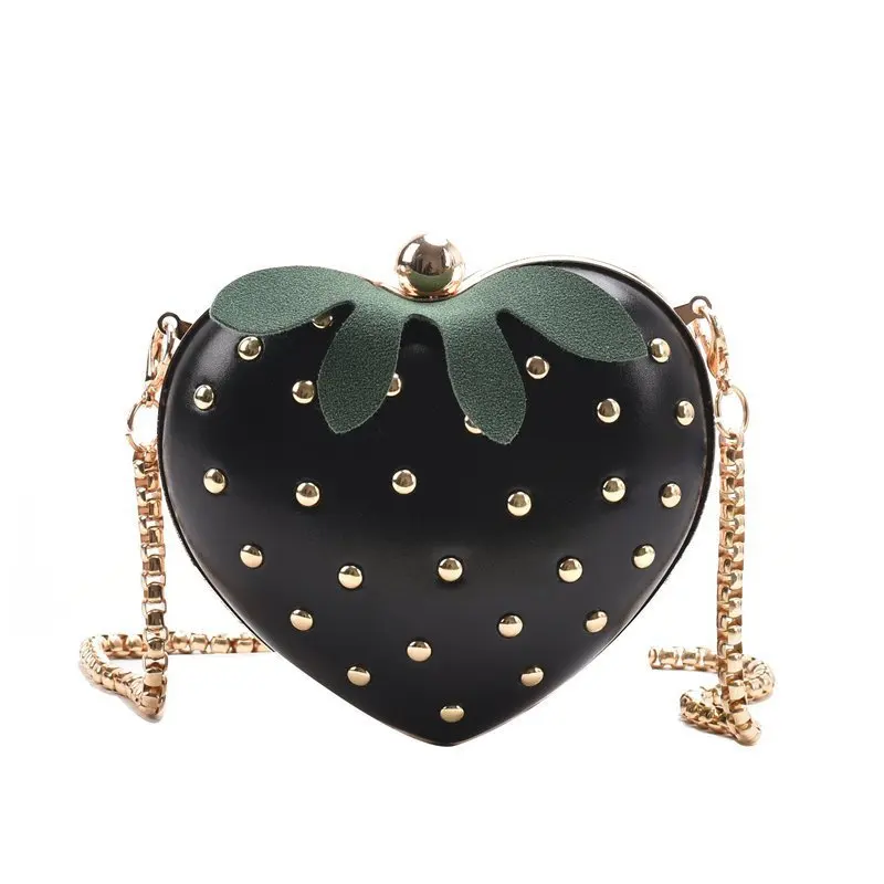 Fashion Girly love strawberry can date gift chain crossbody shoulder bag PU