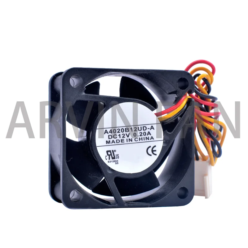 A4020B12UD-A 속도 모니터링, CPU 및 라우터 스위치 냉각 선풍기 적합, 4cm 4020, 40mm 선풍기, 40x40x20mm, DC12V, 0.20A, 3 라인