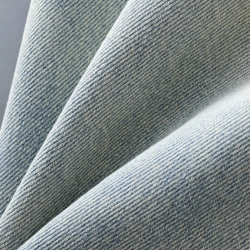 الربيع والصيف الصناعة الثقيلة الجديدة غسلها القديمة اليدوية البالية الأمريكية الرجعية فضفاضة السراويل الدنيم ثقب مستقيم للرجال