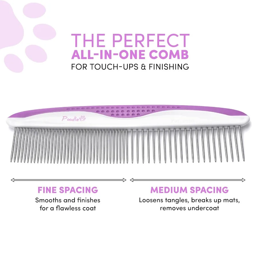 Расчески для собак Poodle для ухода за собаками, 2 упаковки зубов из нержавеющей стали, легко удаляют грязь и запутывание, идеально подходят для длительных и коротких волос P