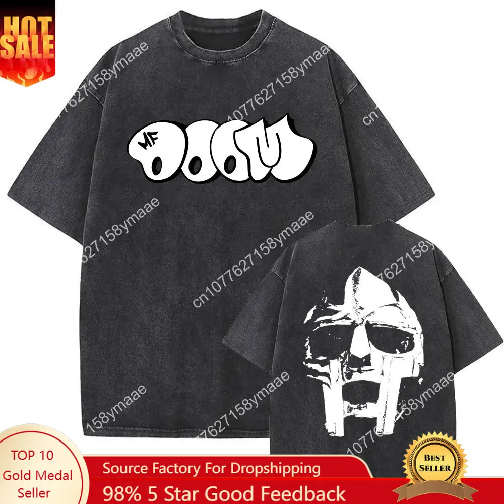 

Washed Vintage Mf Doom Madvillain Doomsday Metal Mask Face Graphic T-shirt Men Women's Fashion Tshirt Male Hip Hop Oversized T S