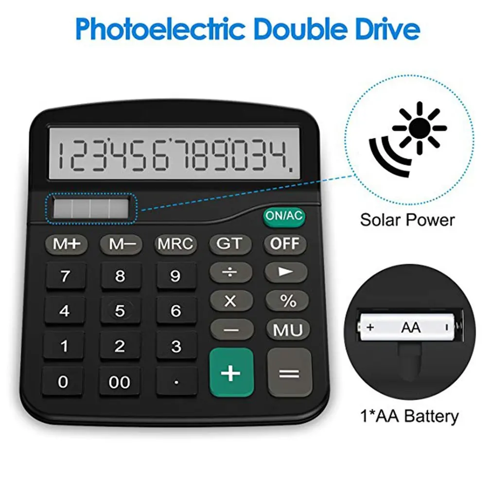 Hot Solar Office Finance Calculator Computer Business Finance Calculator Calculat 12-Bit Desktop Calculator Office Dropshipping