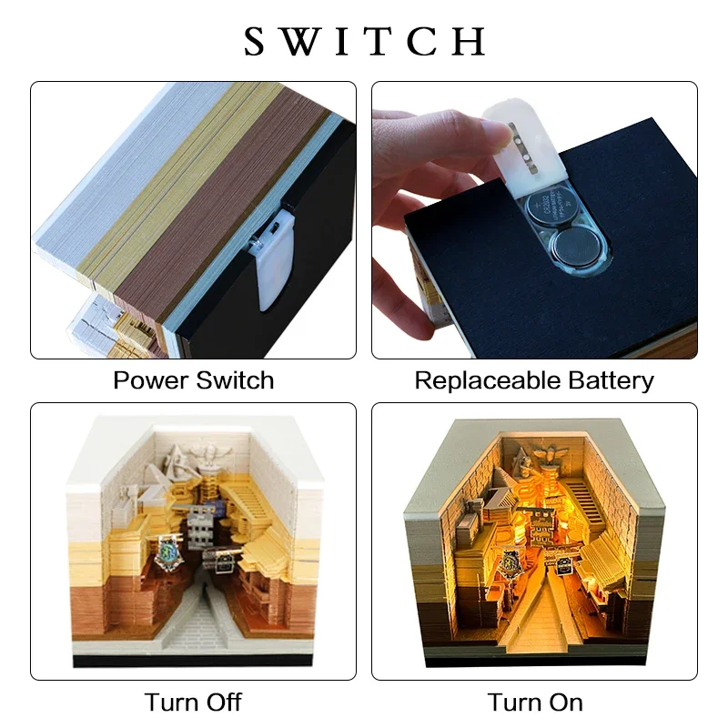 Omoshiroi Block 3D Notepad Memo Pad Alley DIY House Notepad 3D Stationery Decorative Figurines
