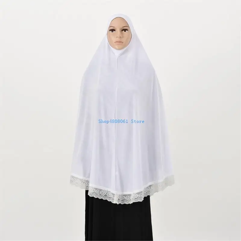

T3LC Elegant Lace Headscarf Weddings Bridal Head Covering Romantics Lace Wrap for Muslims Prayer and Festivals