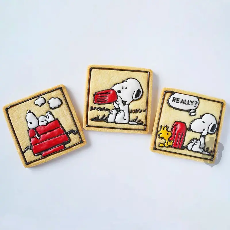 Snoopy Biscuit Mold Cartoon Household Cake Chocolate Mold Cute Pattern Cookie Stamp Pressure Fondant Sugarcraft Baking Tools