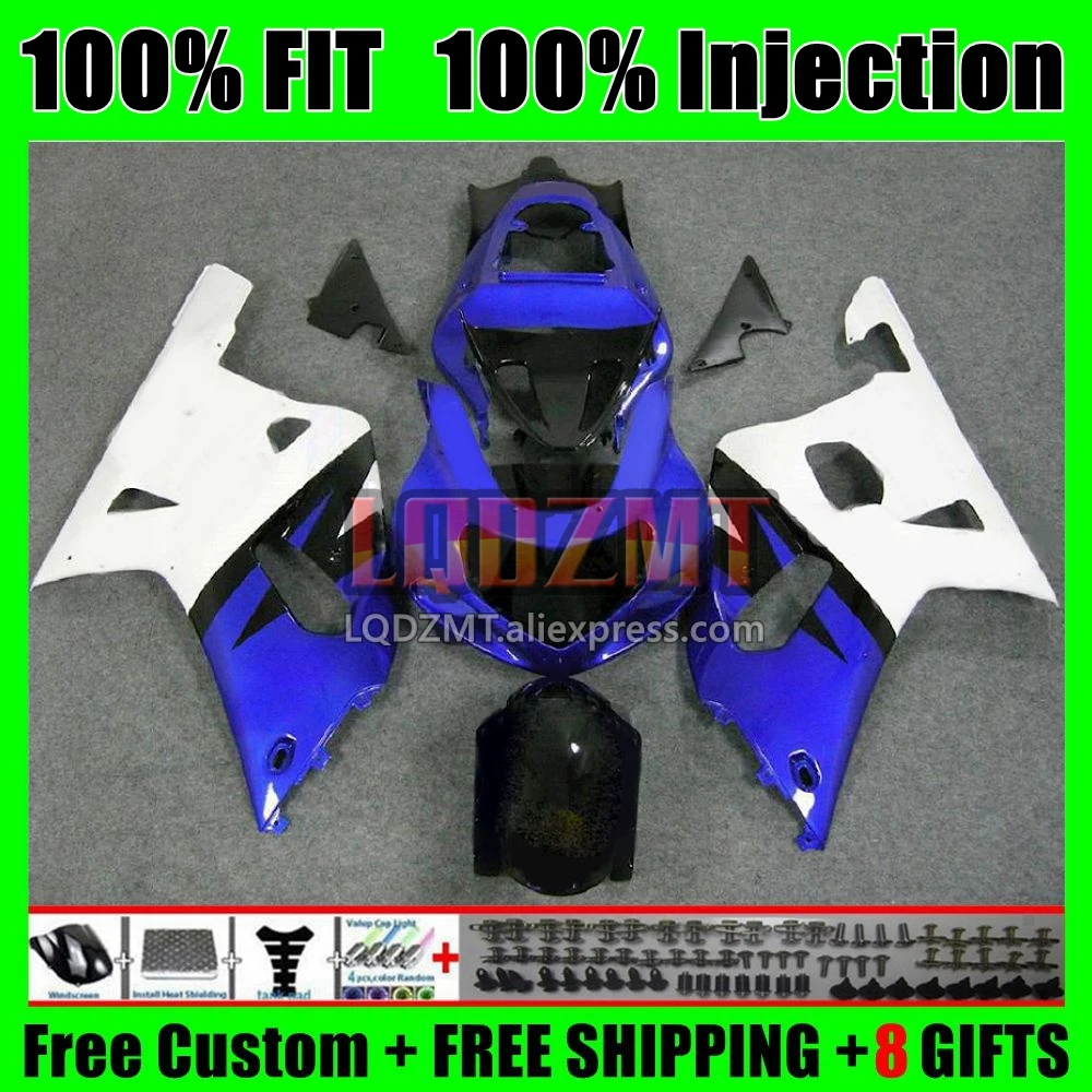 Injection Body For SUZUKI GSXR-750 GSXR 750 600 CC 2No.14 K1 GSX-R600 GSXR600 Blue white 01 02 03 GSXR750 2001 2002 2003 Fairing