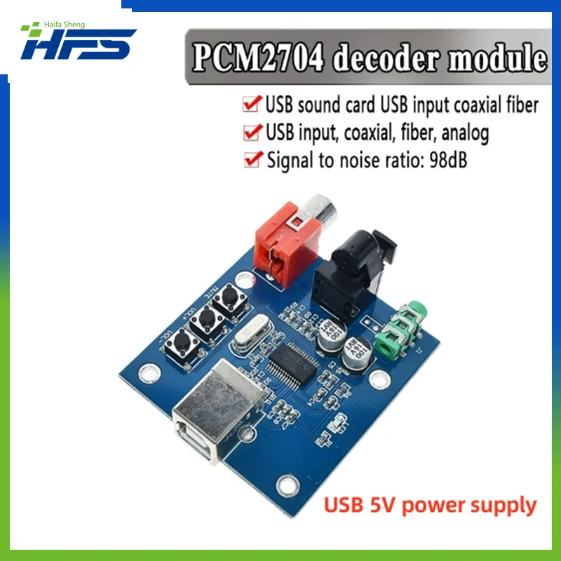 

PCM2704 USB DAC USB Power fiber optic coaxial analog output for Raspberry Pi Raspbian RaspBMC Windows 7 need no drive