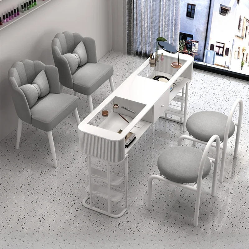 

Роскошная Скандинавская металлическая искусственная кожа для маникюра, искусственная фотография, стиль крема, мебель для салона