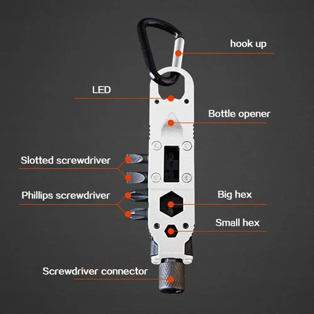 Mini destornillador multifuncional EDC, destornilladores con forma de llavero, herramienta de reparación portátil de acero inoxidable para exteriores, envío directo