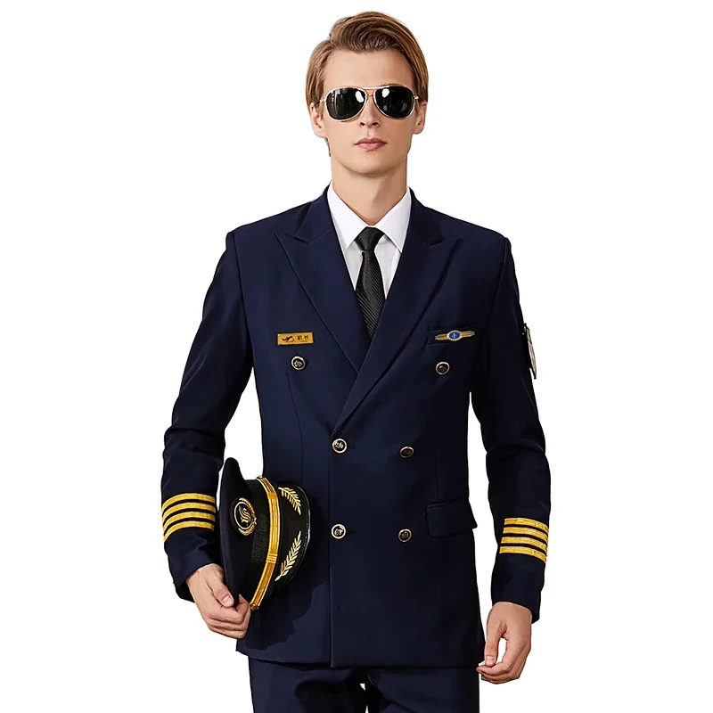 Aviation Uniforms for Men Captain Suit Pilot Aviator Workwear Security Overalls Concierge Costume Flight Attendant Uniform