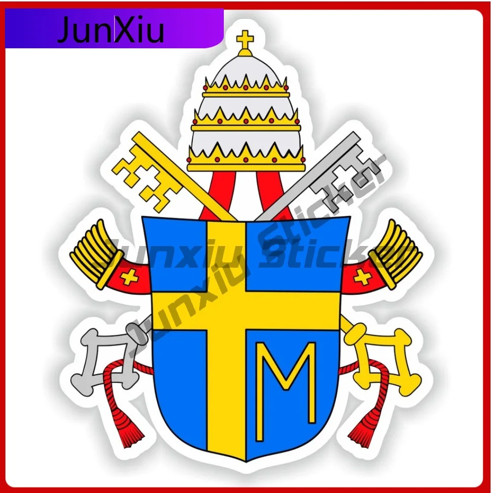 

Coat of arms Pope John Funny Window Helmet Fade Resistant Vehicle Decor Vinyl Decal For Car Truck SUV Window Bumper Laptop