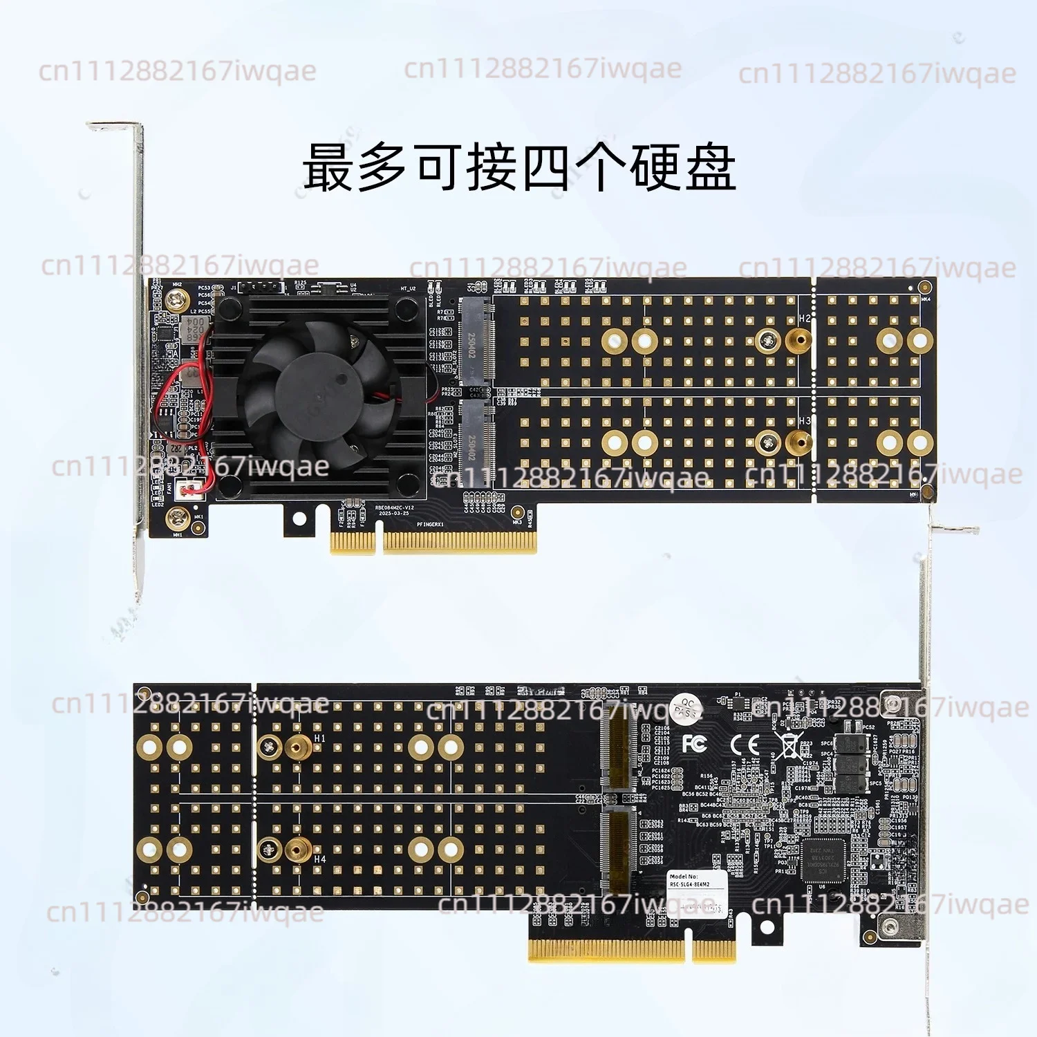 Split-Free 4-Disk M.2 PCIe Expansion Card - PLX8747 Chip, for Flying Bull, Full/Half Height, Silent Operation