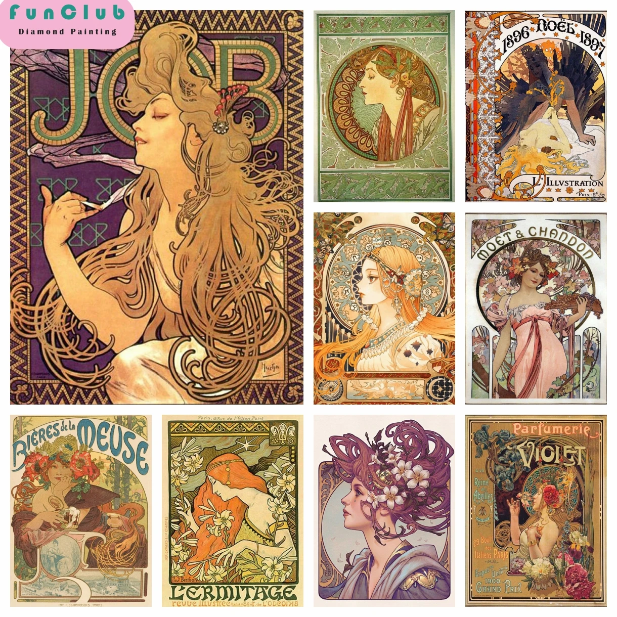 Alphonse Mucha 5d DIY Diamant Malerei Mosaik Vintage Schönheit Jugendstil Frau Kreuz stich Stickerei Strass Wohnkultur Handwerk