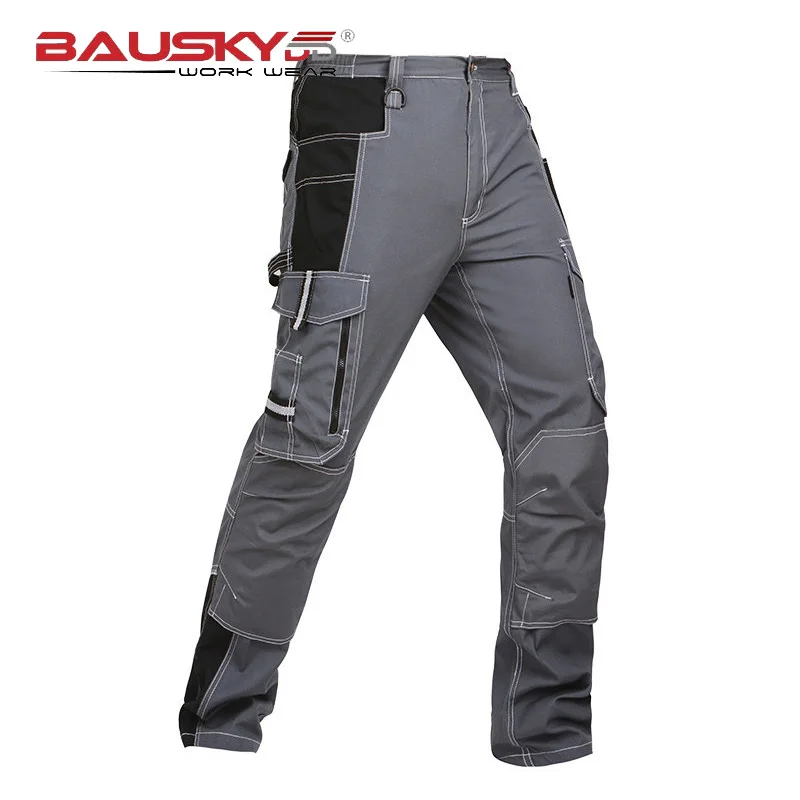 Poly-cotton Work Pants Men for Construction Engineer's Cargo Pants with Multi Pockets Durable Workwear Craftsman's Working Pants