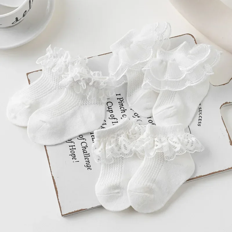 Newborn Baby Girl Socks Lace White Baptism Lovely Cotton Baby Socks 0-2 Year Old Newborn Baby Boys And Girls Socks