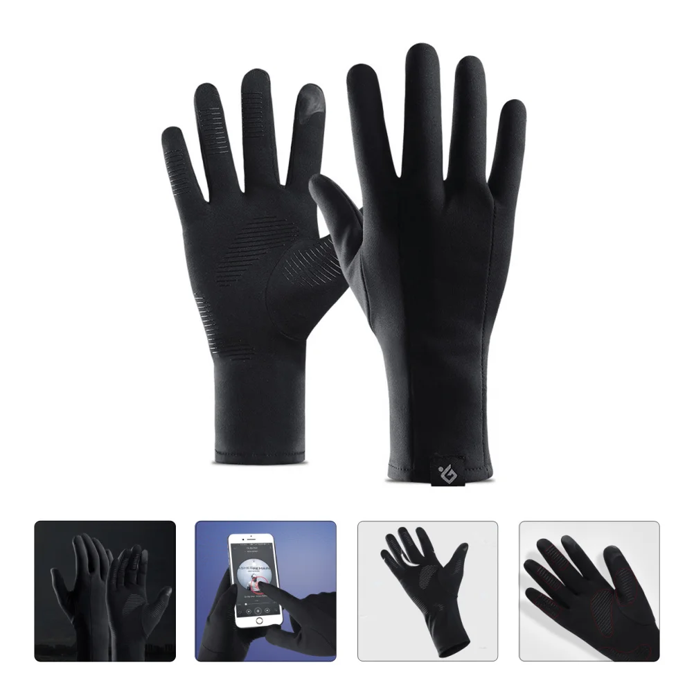 1 زوج يندبروف المضادة للانزلاق الشتاء الدراجات قفازات كاملة الأصابع لمس الدافئة الرياضة في الهواء الطلق قفازات لتسلق الجبال التزلج #4