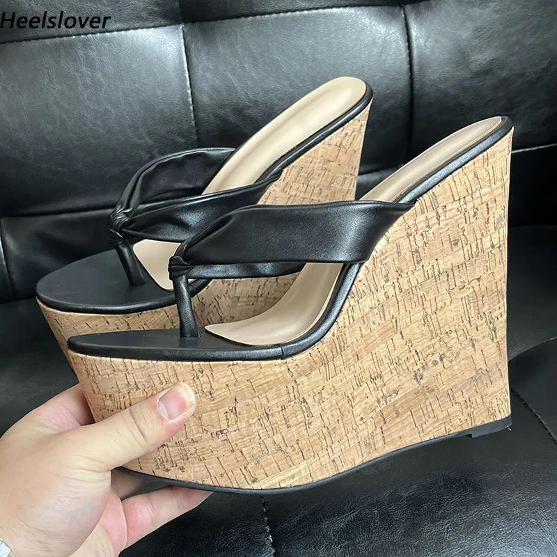 Ahhlsion High Quality Women Mules Sandals Stable Wedges Heels Open Toe Classics Black Party Shoes Ladies US Size 5-15