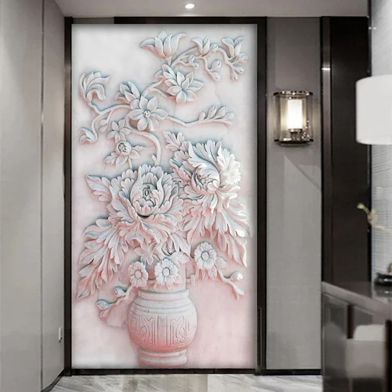 Custom Mural Wallpaper 3D Embossed Flower Porch Background Wall Decor Living Room Hotel Classic Wall Painting Papel De Parede 3D