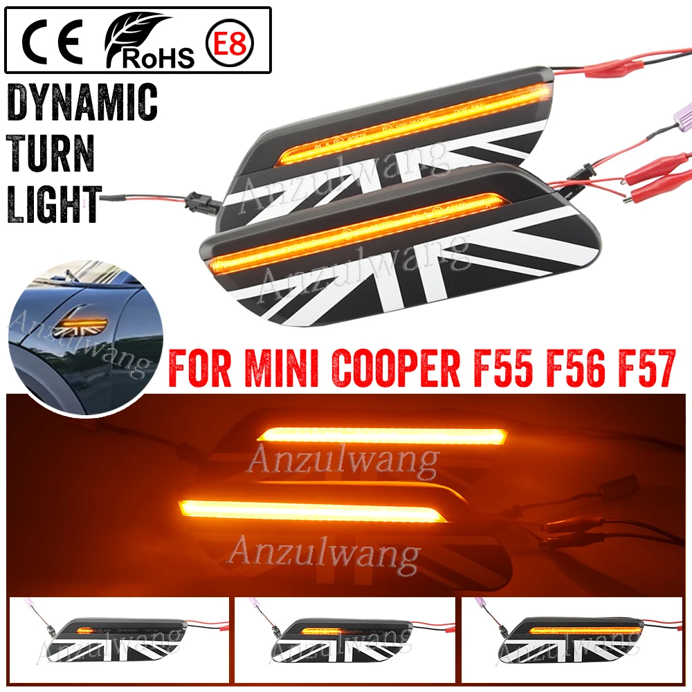 

LED Dynamic Side Marker Blinker Light UK Union Jack Style For Mini Cooper F55 F56 F57 2022+