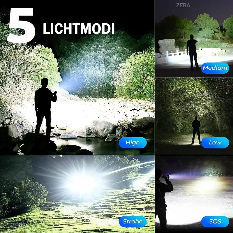 Upgraded 300W High Power LED Flashlight Aluminum Alloy Zoom Flashlamp High Lumen Rechargeable Outdoor Camping And Hiking Lantern