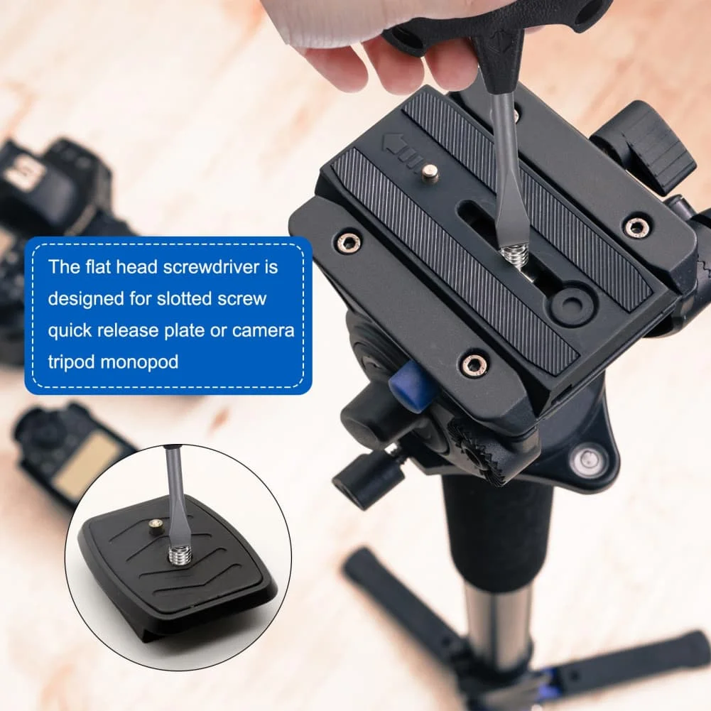

Durables T Handle Flat Head Screwdriver for Camera Tripods and For Quick Release Plates with Solid Carbon Steel Construction