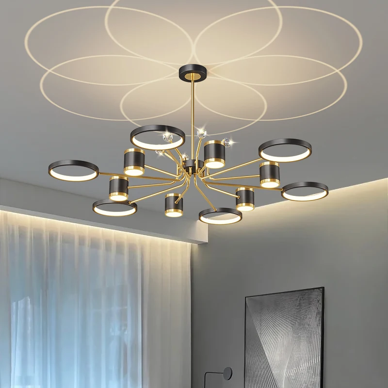 Imagem -03 - Lustre de Teto Quarto Estrela Projeção Atmosfera Moda Lâmpada Salão Nordic Lustre para Teto Led Sala Jantar Preto