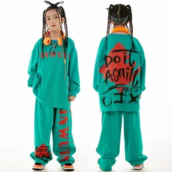 2023 Jazz Dancing Outfits For Girls Blue Sports Hiphop Suit Children Ballroom Hip Hop Dance Performance Stage Costumes DN16274