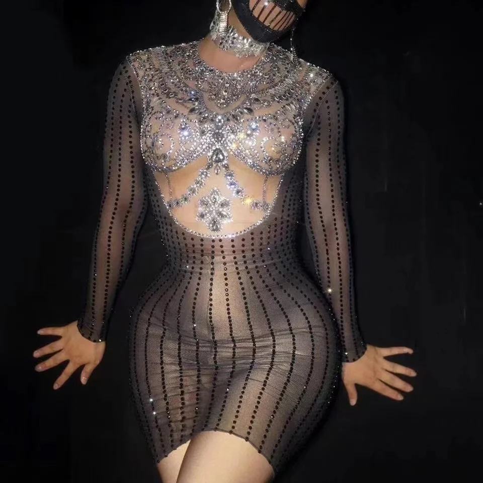 

Multicolored Sexy Bow Perspective Women Bodysuits Puff Sleeve Gauze Fashion Show Stage Costume Party Rave Drag Queen