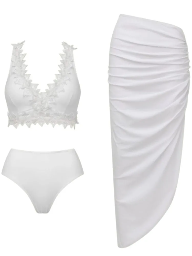 Bikini-Bodysuit Bademode für Damen mit Rock, Badeanzug, Sommer, neu, Rüschen, Splice-Print, Strandkleidung, Urlaubs-Bikini-Überwürfe, Outfits
