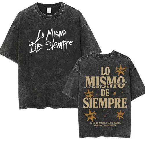 Imagen 2 del producto Camiseta con estampado del álbum Mora Lo Mismo De Siempre, camisetas de verano con música Pop De Hip Hop, camisetas lavadas Vintage De gran tamaño para hombres y mujeres