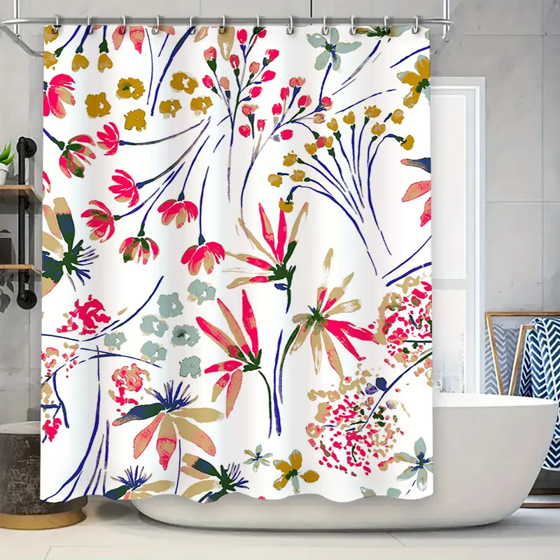

Винтажная занавеска для душа с цветочным принтом, водонепроницаемая занавеска для ванной комнаты, декоративная ткань, розовый, синий, желтый, белый, зеленый, 3D домашний деко