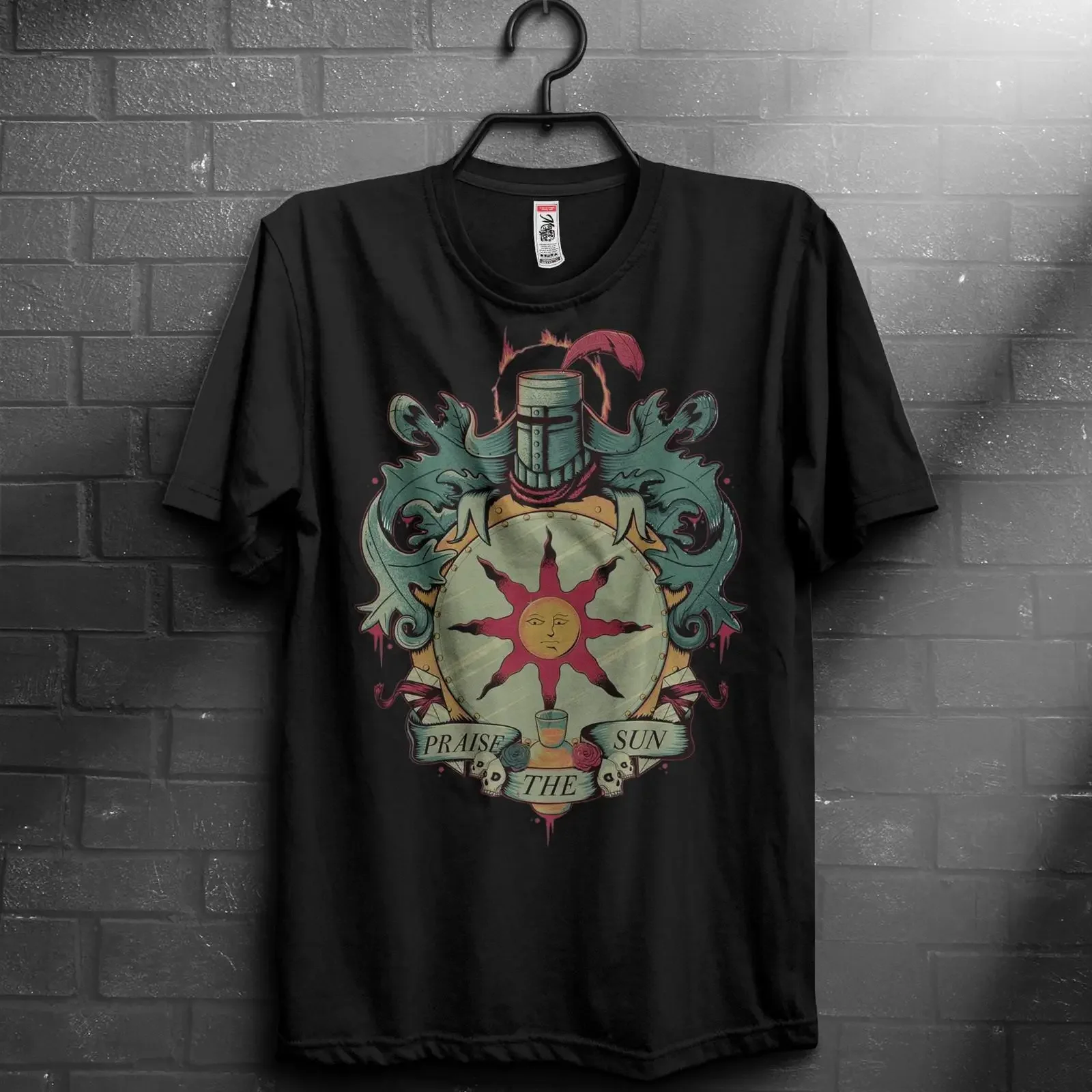 Praise The Sun T Shirt Dark Souls Solaire Bro Soulslike Gamer Top Fantasy RPG Meme  vintage Washed Comfortable Unisex Slightly