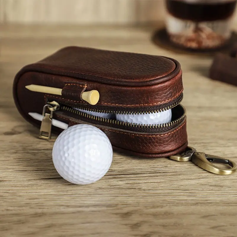 

Mini Pocket Leather Golf Ball Storage Pouch Portable Golf Waist Holder Bag Genuine Leather Golf Ball Storage Box