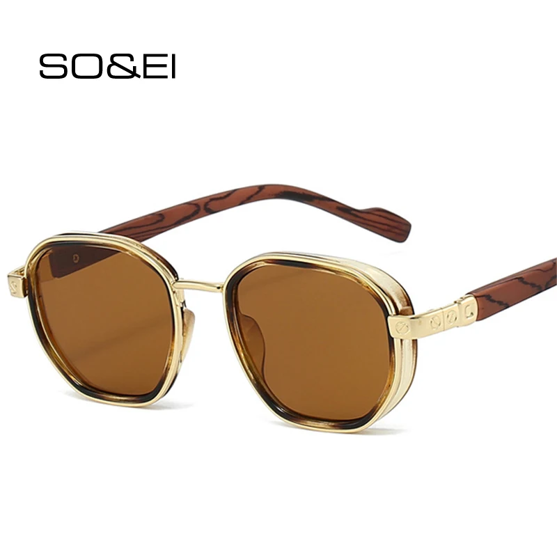 

SO&EI Fashion Square Sunglasses Women Shades UV400 Retro Metal Trending Gradient Men Sun Glasses