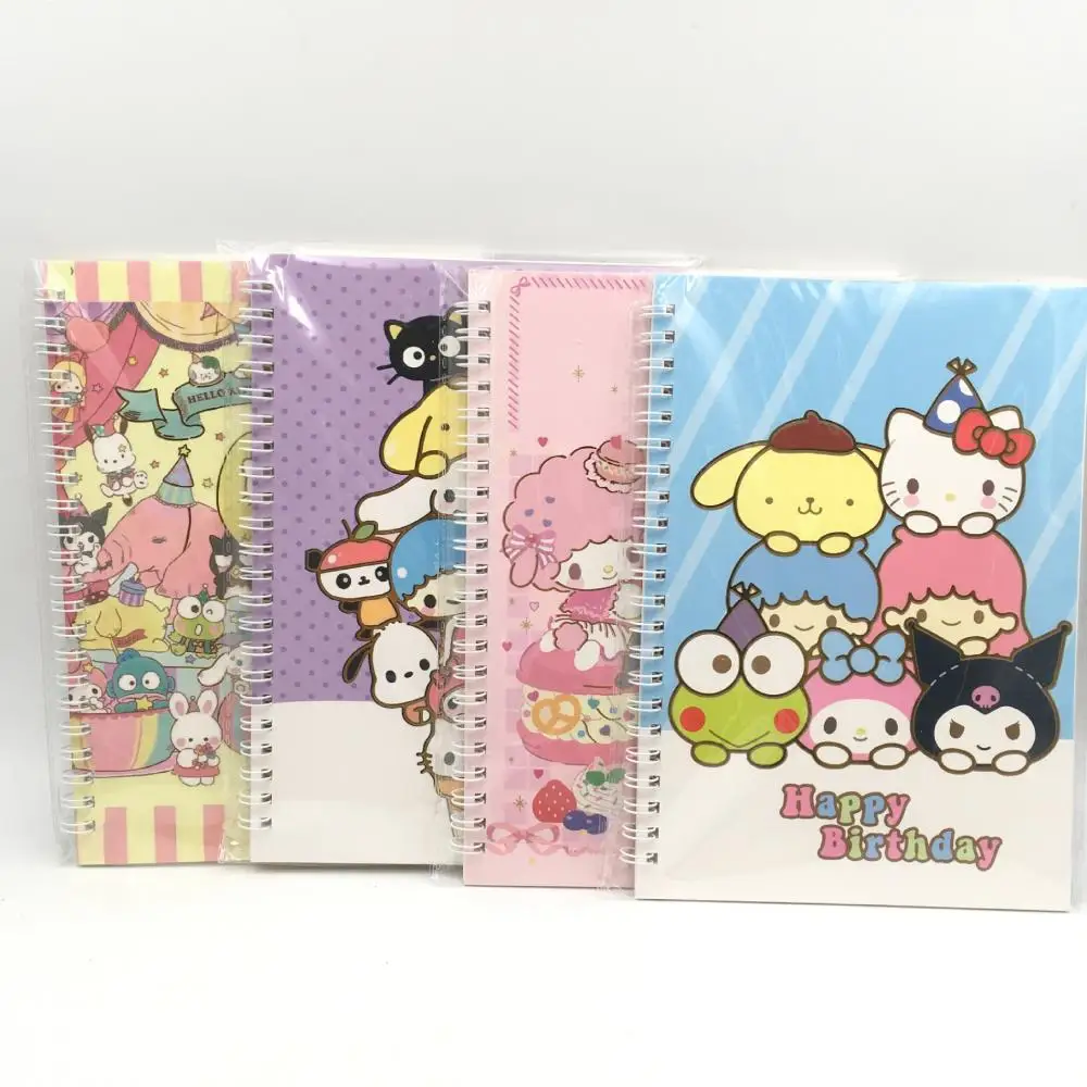 Cartoon Miniso Sanrios Stationery Hello Kitty Kuromi My Melody Kawaii Cute Student Notebook Children Handbook Notepad Kids Gift