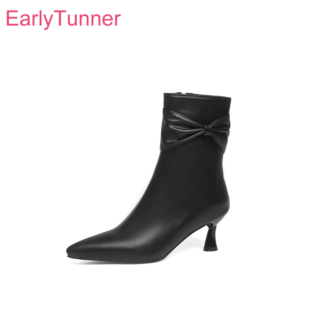 2026 New Spring Mature Black White Women Ankle Boots High Thin Heels Lady Formal Shoes Plus Big Small Size 12 32 43 46 48