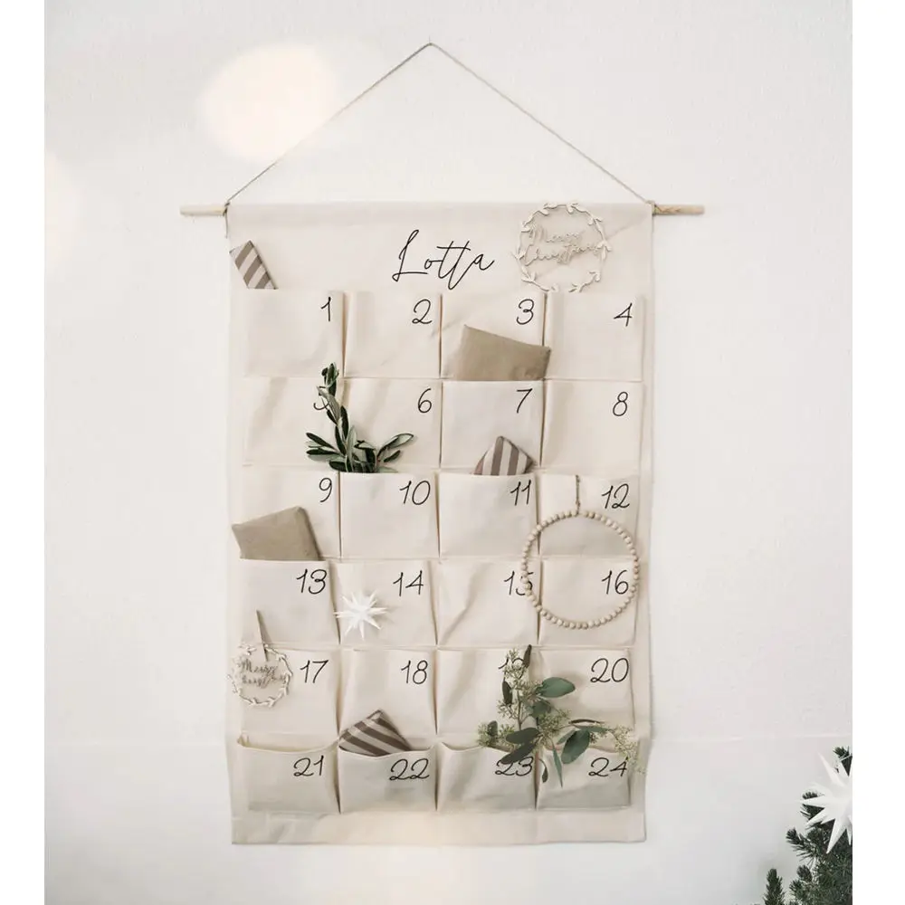 Personalized Christmas Decorations Customized Christmas Arrival Calendar with 24 Pocket Fillers Countdown Gift for Children