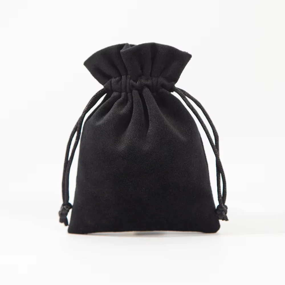 10Pcs Black Velvet Drawstring Bags Soft Jewelry Storage Pouches  for Rings Earrings Pendants Charms Key-chains & Mini Ornaments