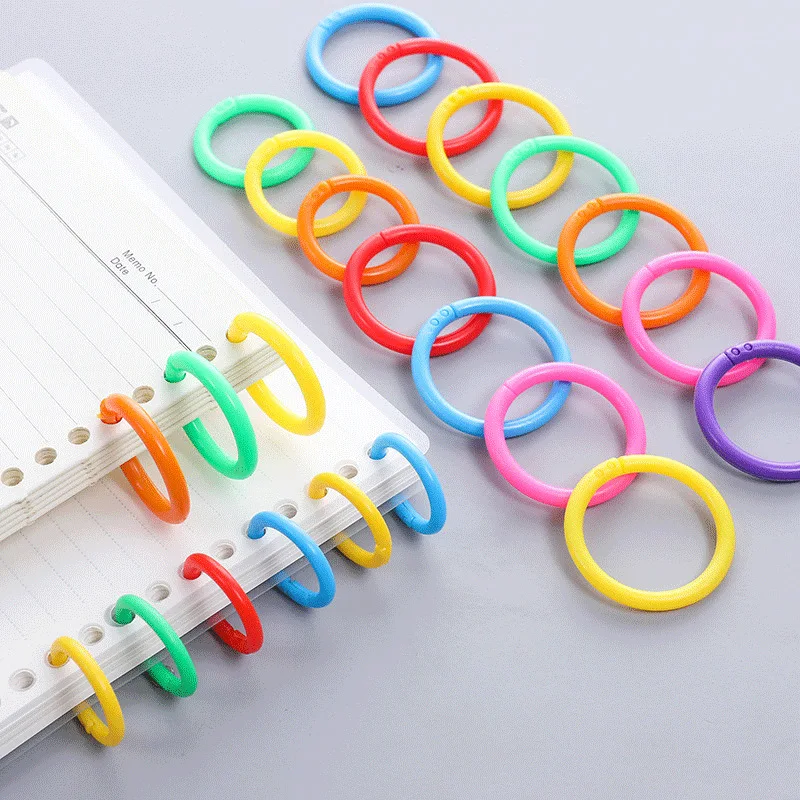 50 Pcs 15/20/28/32mm Plastic Ring Binder DIY Albums Circle Loose-leaf Book Hoops Opening Office Binding Supplies Photo Album