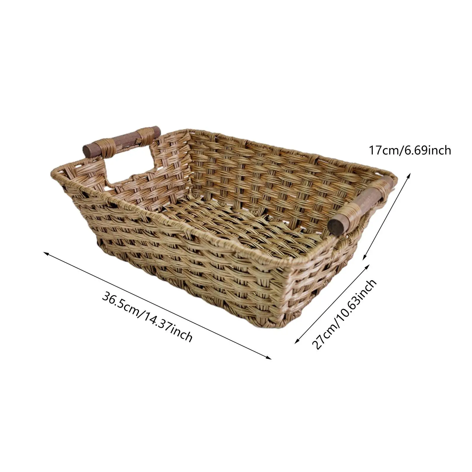 Woven Storage Basket Decorative with Handles Imitation Rattan Woven Basket