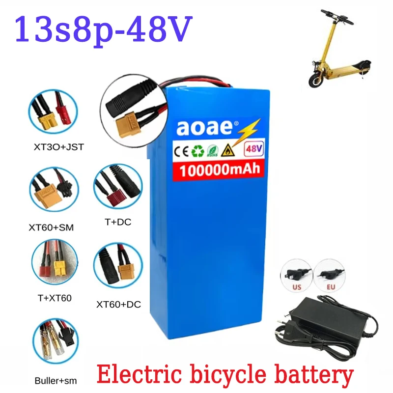 48V 100ah 13s8p lithium-ion battery pack 48V 100000mAh 2000W electric battery, built-in 50A BMS+chargerr18650% original battery