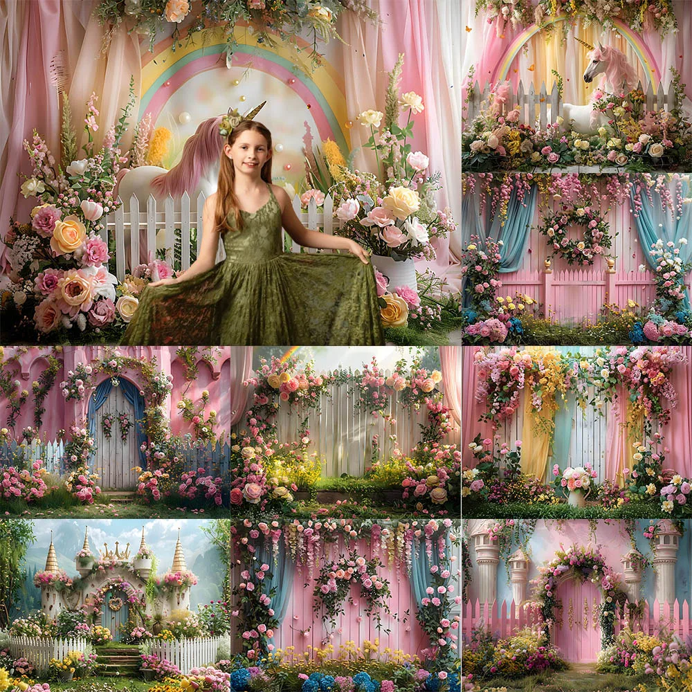 

Children's Birthday Photography Background Fairy Tale World Flowers Adult Birthday Wedding Maternity Portrait Decor Photo Studio