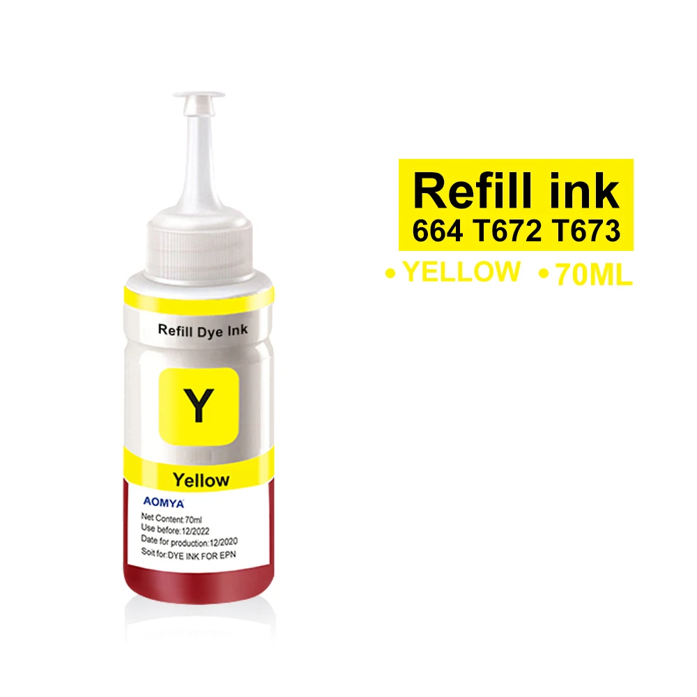 Kit de recarga de tinta corante 664 673, 6x70ml, para epson l800, l801, l805, l810, l850, l1800, l380, l565, t6731, t6732, t6733, t6734, t6735, t6736