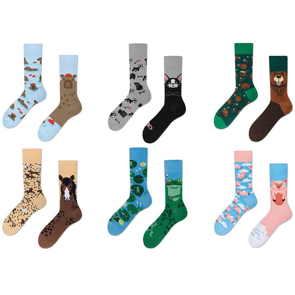 

Creative Funny Cartoon Animals Chic AB Trend Crew Socks Cute Unisex Women Men Harajuku Cotton Socks Novelty Skateboard Socks