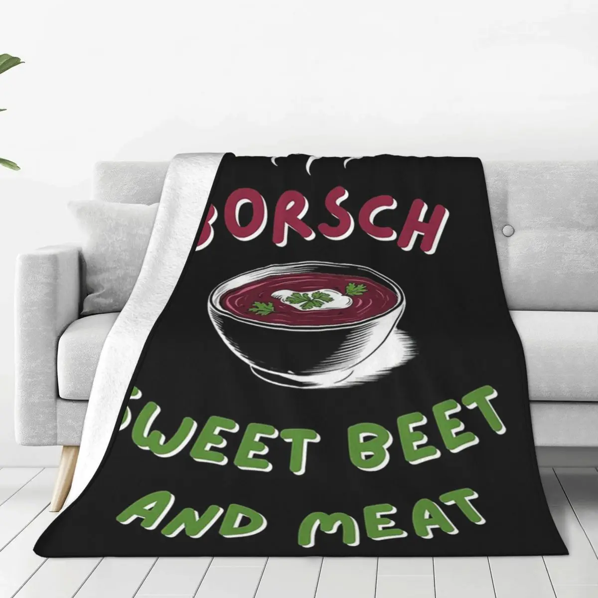 Borsch Sweet Beet And Meat,ukrainian Food Blankets Flannel Sofa Throw Blankets For Home Bedroom Office Throws Bedspread Quilt