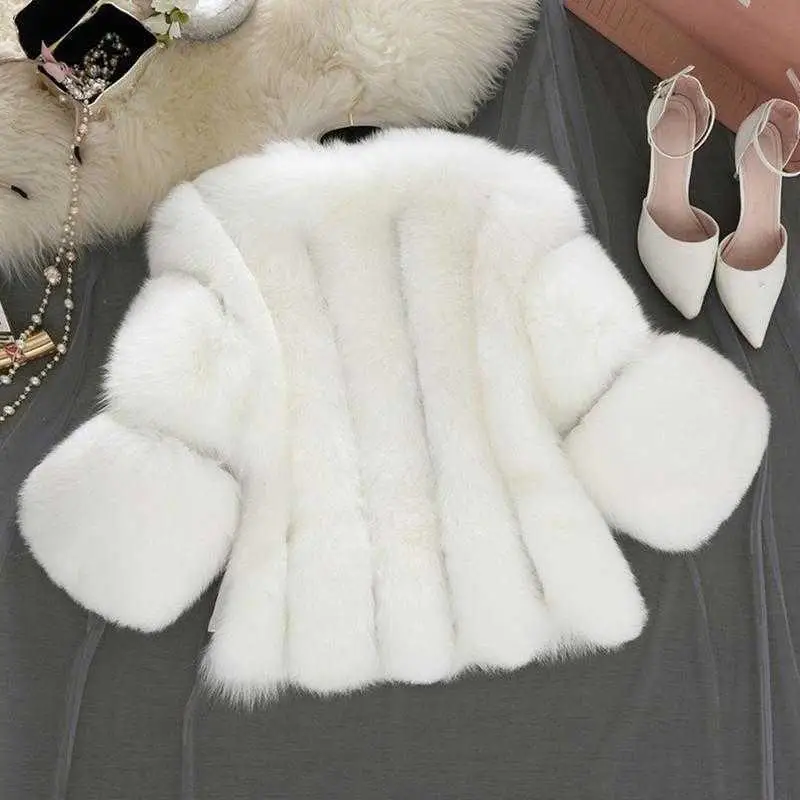 Fashion Artificial Fur Coat Women Girls Fluffy Faux Fur Short Thick Coats Jacket Furry Party Overcoat 2022 Winter Faux Fur Coat