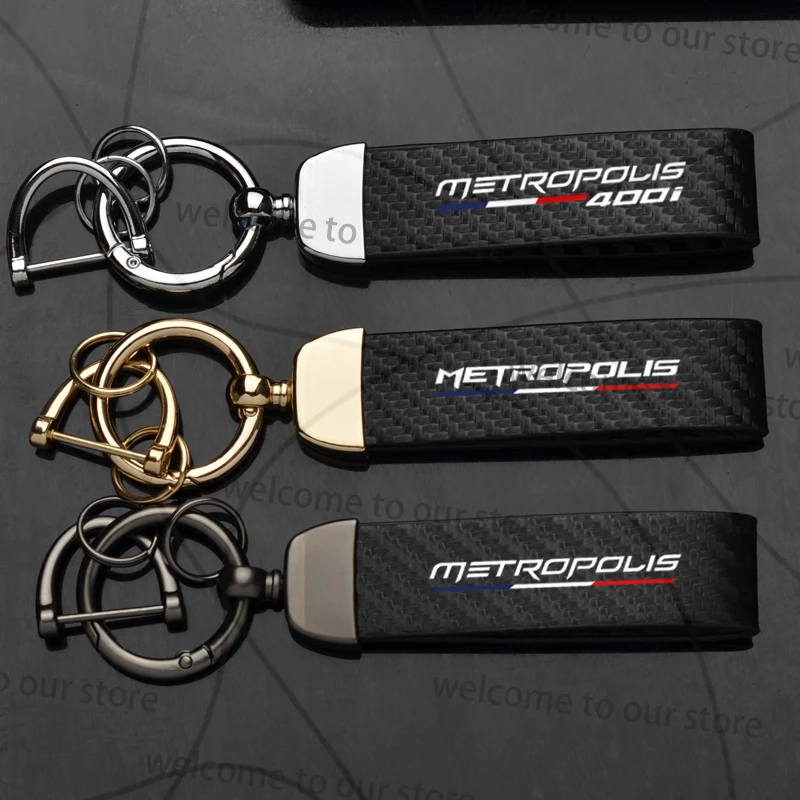 For Peugeot Metropolis 400 400i Logo Emblem Motorcycle Carbon Fiber Leather Zinc Alloy Keychain Microfiber Key Chain Accessories