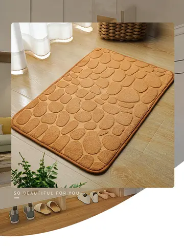 3D Non Slip Bathroom Mat Cobblestone Embossed Bath Mats Absorbent Doormat Carpet Door Floor Mats Machine Washable Quick Drying